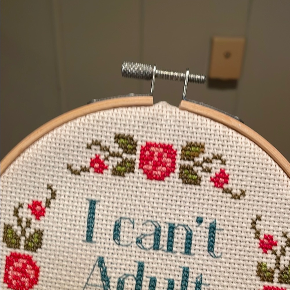 Cross Stitch Wall Art with Floral Design - Picture 2 of 10